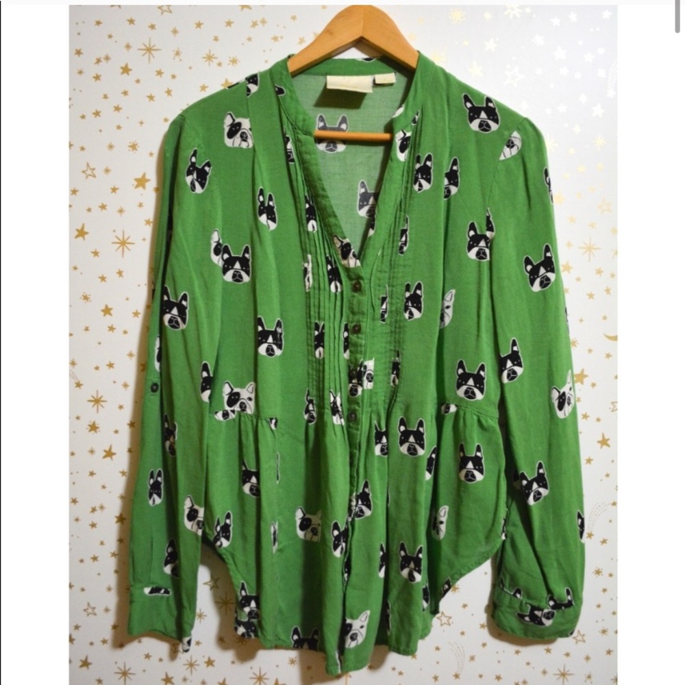 Anthropologie Maeve bulldog blouse